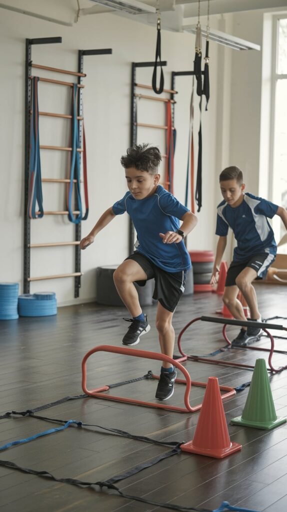 boys learning hurdles 